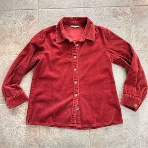 NorthStyle Corduroy Button Front Shirt Deep Red Size Medium